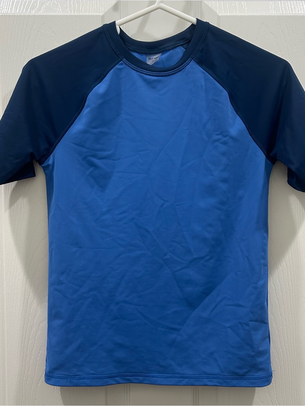 Old Navy Boys Short Sleeve Rash Guard  in Light Blue and Navy